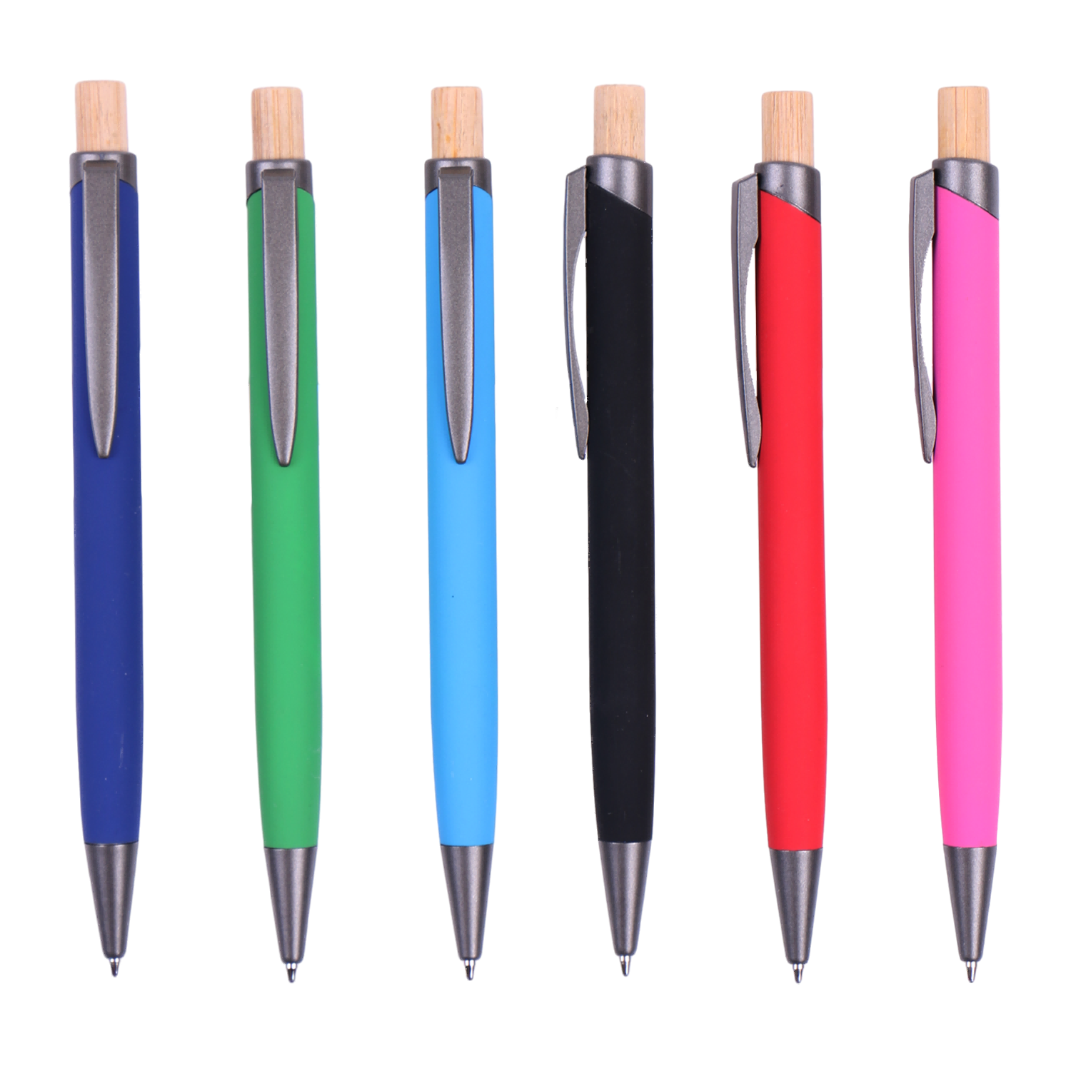 Custom splicing glue spray ball point pen gun grey accessories bamboo button promotion pen